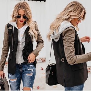 Central Park West Dicky blazer hooded army jacket XS